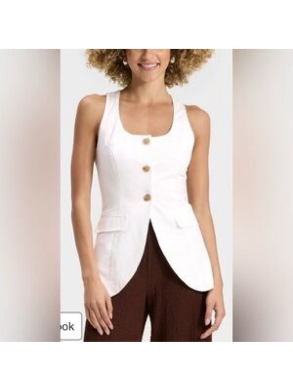 a new day White Sleeveless Button Front Tailored Vest
